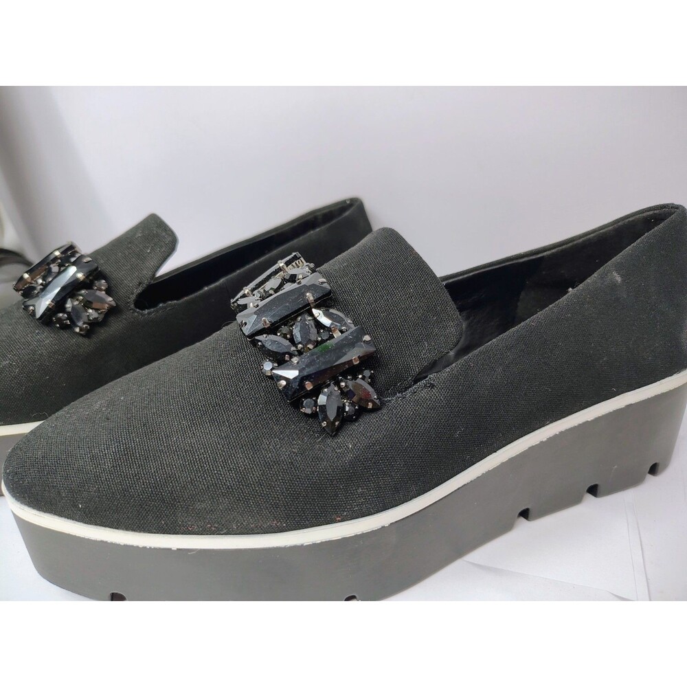Karl Lagerfeld Paris Bri Loafer Flats Slip On Shoes Black Rhinestone Womens 7M - Picture 2 of 9